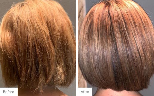 3 - Before and After Real Results picture of a woman's hair.